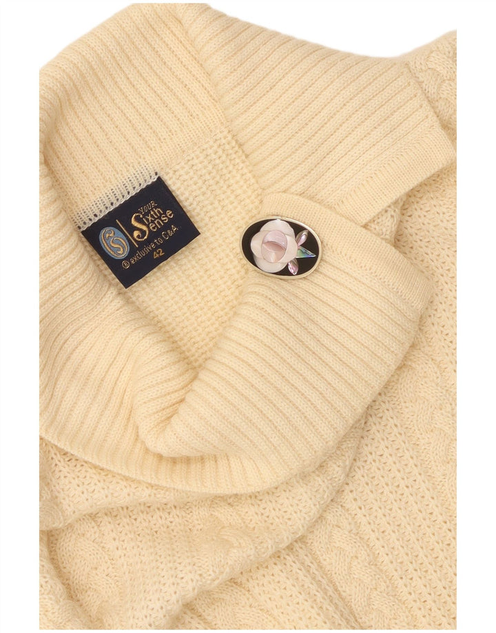 Suéter feminino vintage com gola xale IT 42 acrílico amarelo médio