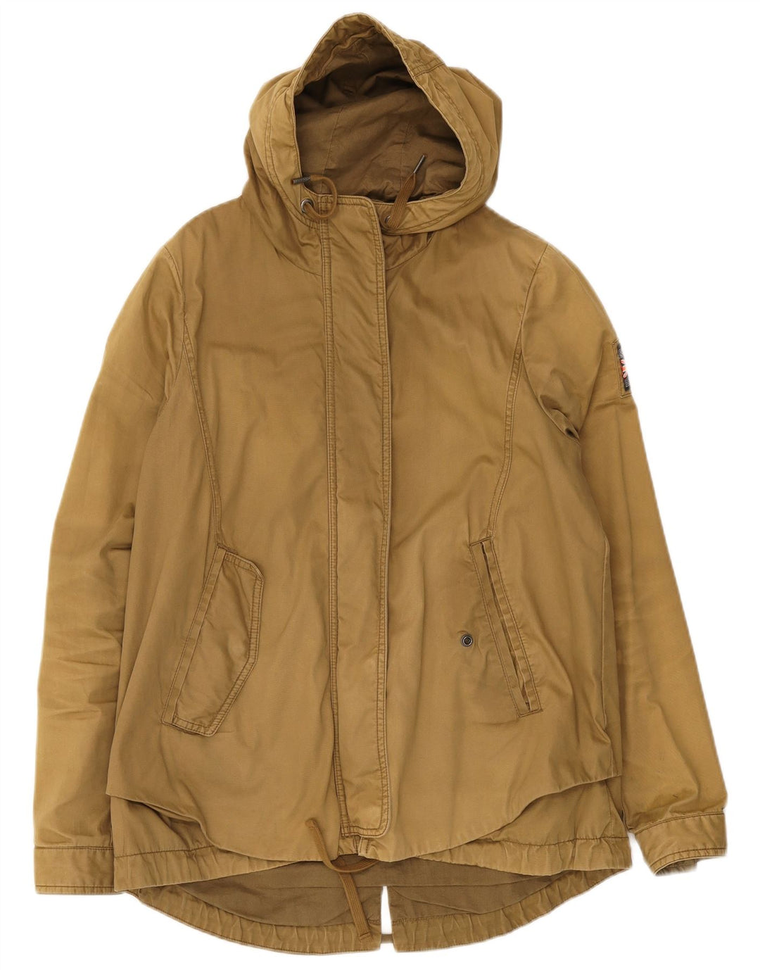 Jaqueta Parka Feminina Superdry com Capuz UK 14 Algodão Cáqui Médio