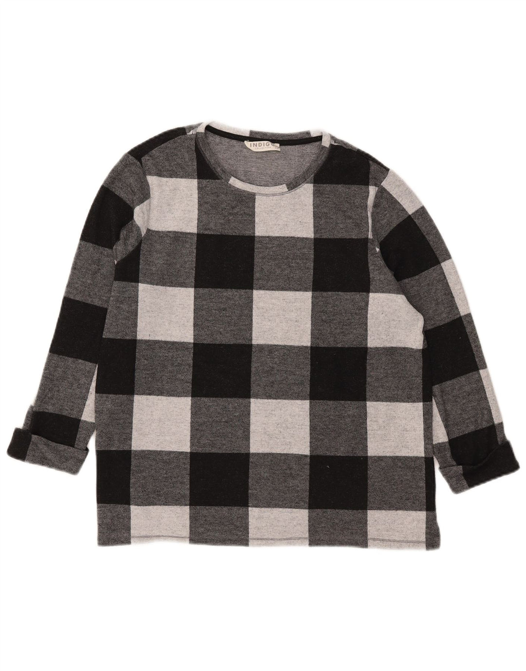Top feminino Marks & Spencer manga 3/4 UK 18 XL poliéster guingão preto
