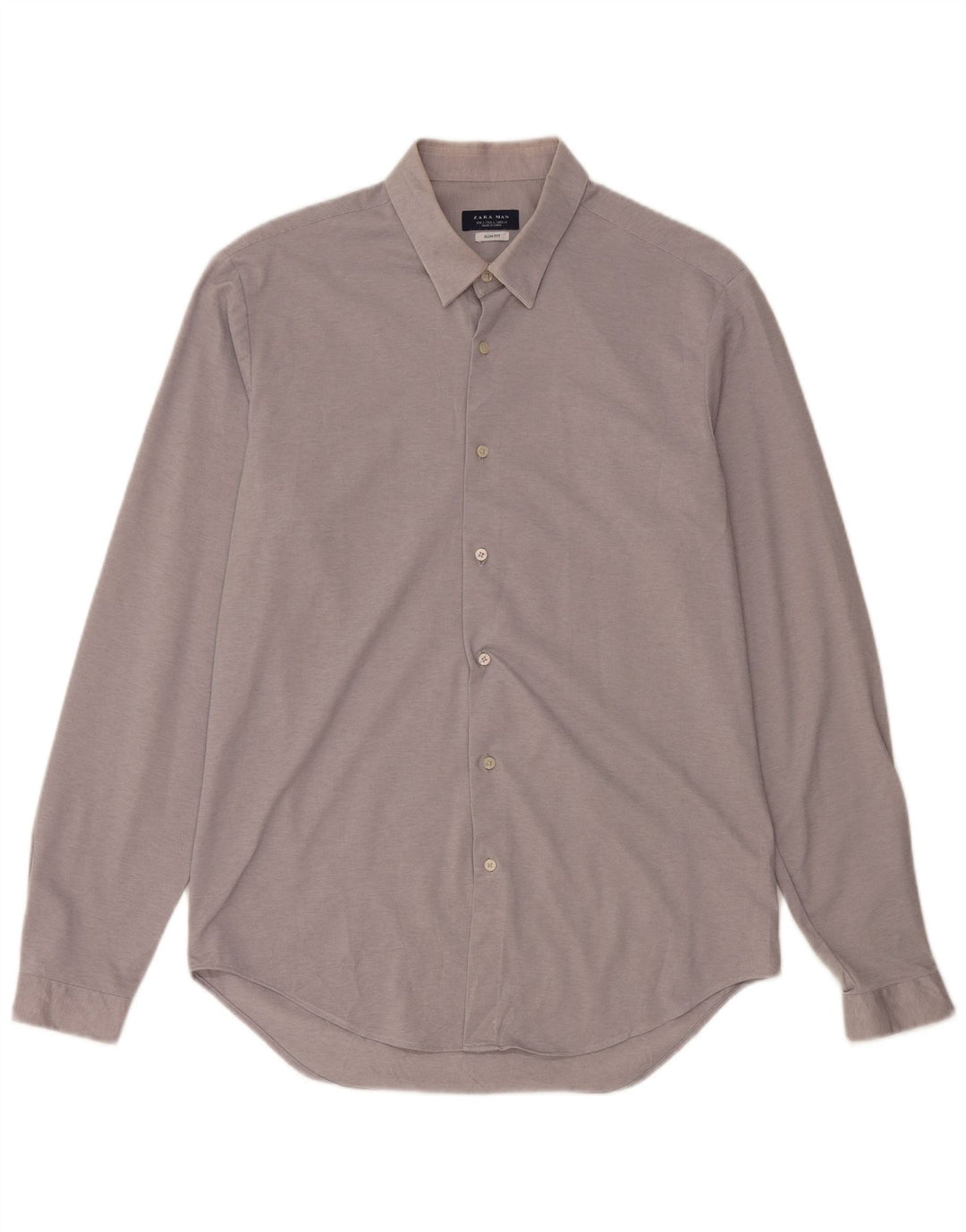 Camisa masculina ZARA Slim Fit grande algodão cinza