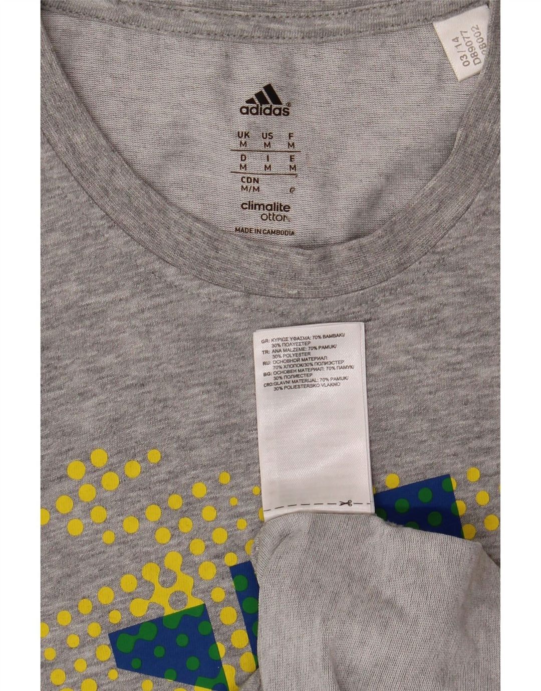 ADIDAS Mens Climalite Graphic T-Shirt Top Médio Algodão Cinzento