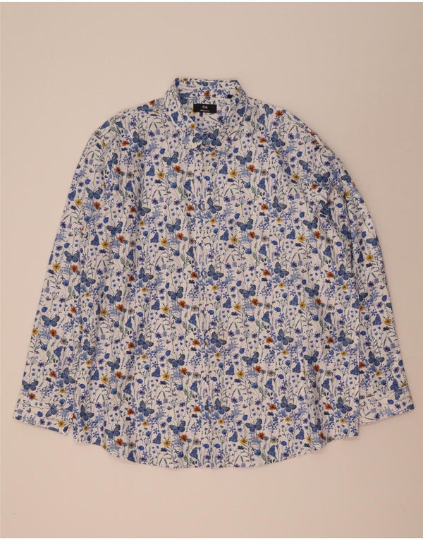 Camisa masculina C&A de ajuste regular tamanho 47/48 3XL algodão floral azul