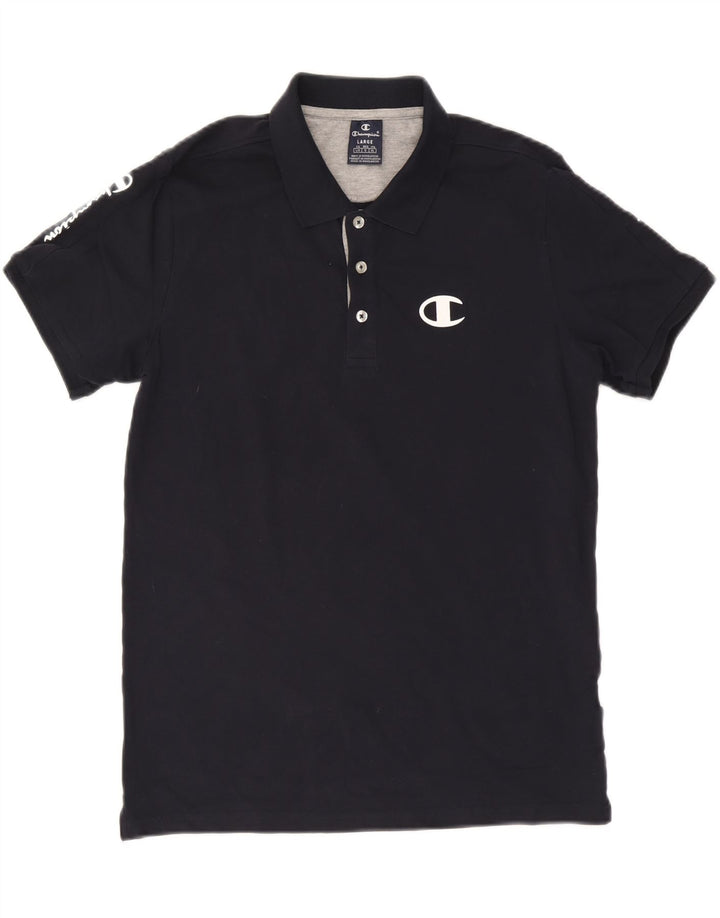 Camisa pólo gráfica masculina Champion grande preta