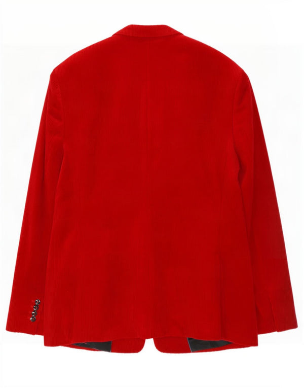 Zara Jaqueta masculina de veludo cotelê com 2 botões EU 54 XL algodão vermelho