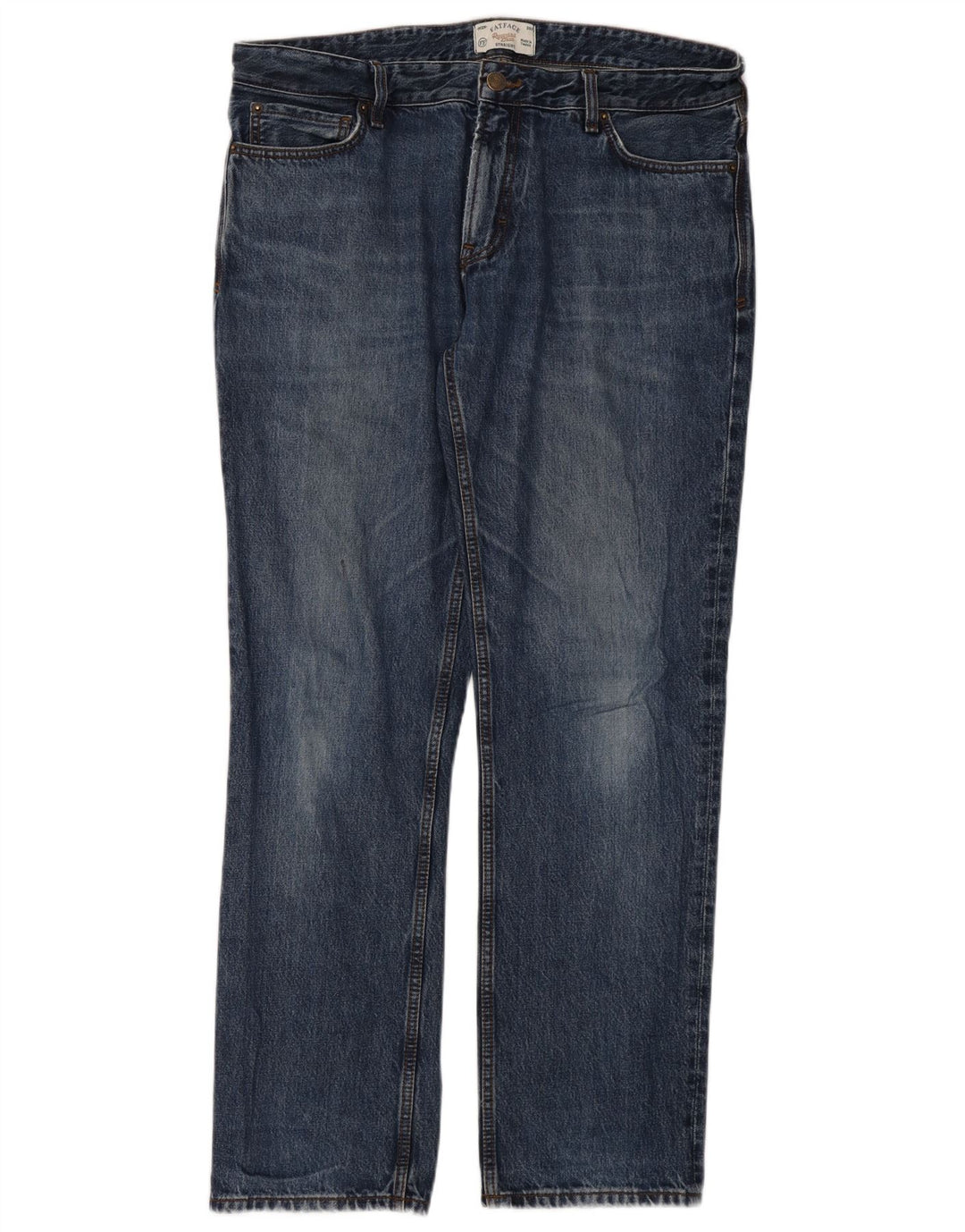 Calça jeans reta masculina Fat Face W36 L32 algodão azul