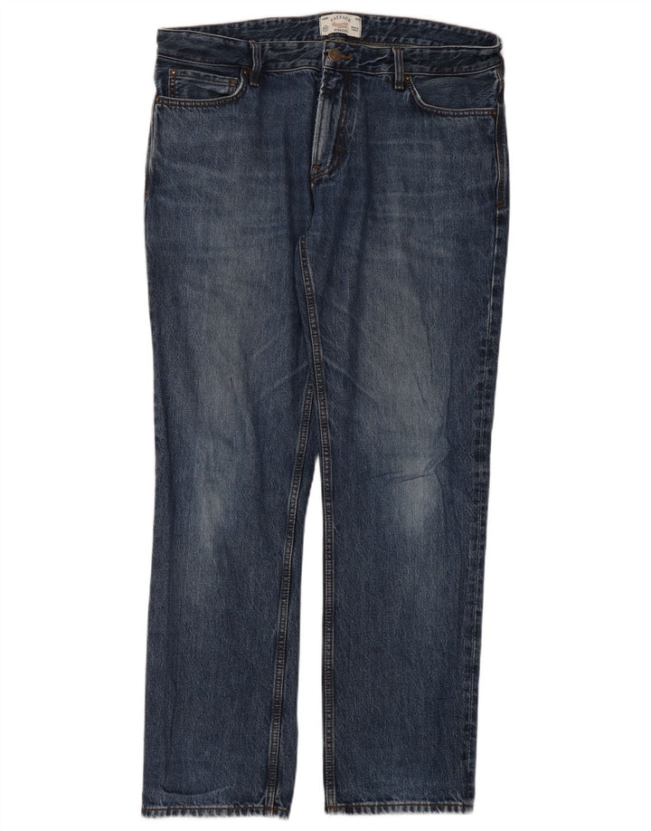 Calça jeans reta masculina Fat Face W36 L32 algodão azul