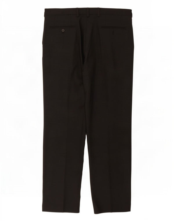Calça masculina de terno reto Marks & Spencer W36 L31 lã cinza