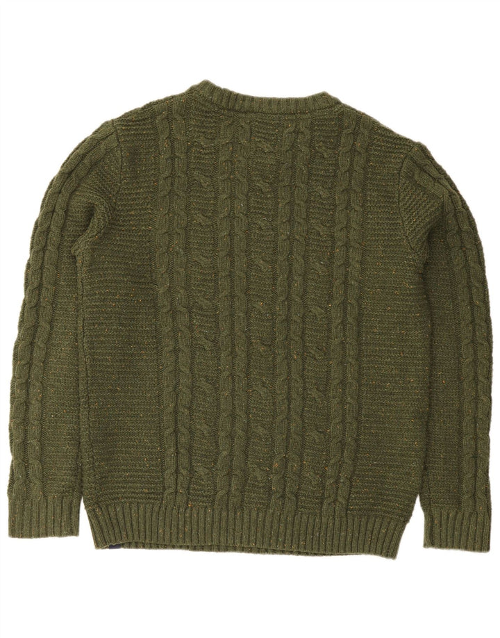Suéter masculino Fat Face com gola redonda e lã manchada verde grande