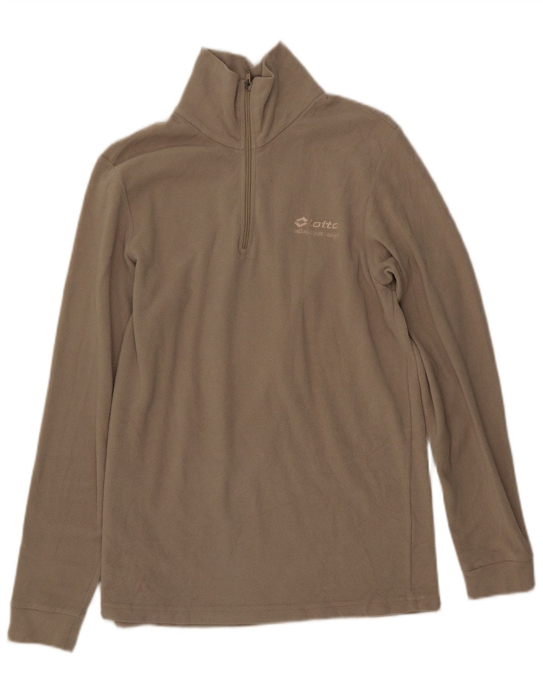 LOTTO Suéter masculino de lã com zíper e gola média bege