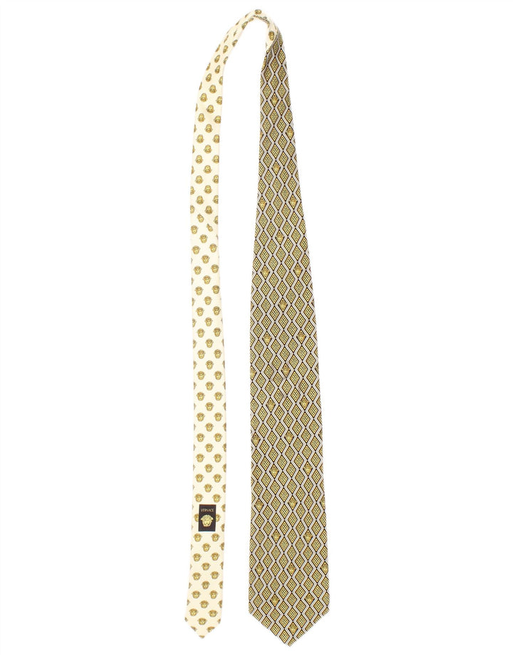 Gravata masculina Gianni Versace tamanho único de seda geométrica amarela designer