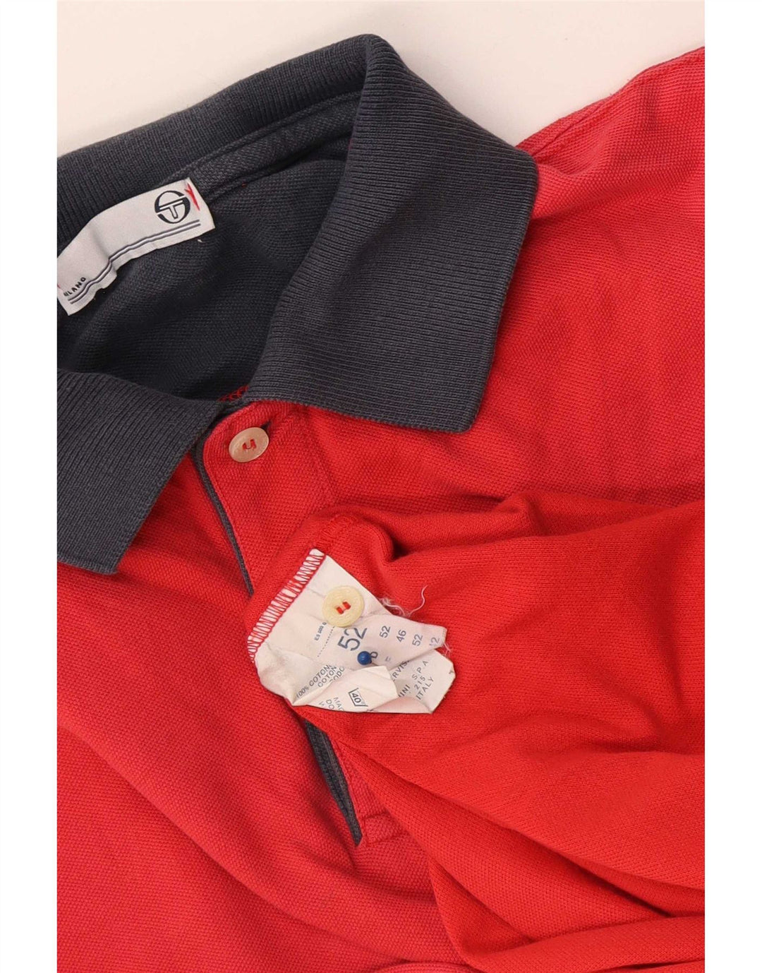 Camisa polo masculina Sergio Tacchini IT 52 grande algodão colorblock vermelho