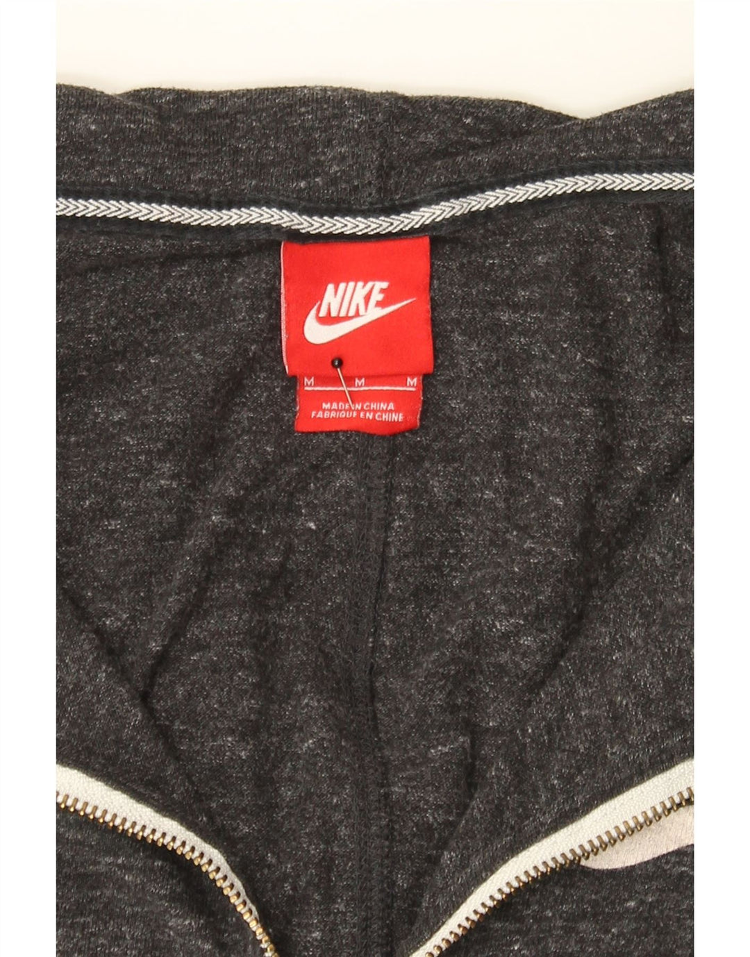NIKE Womens Zip Hoodie Sweater UK 14 Medium Grey Flecked Cotton Vintage Nike and Second-Hand Nike from Messina Hembry 