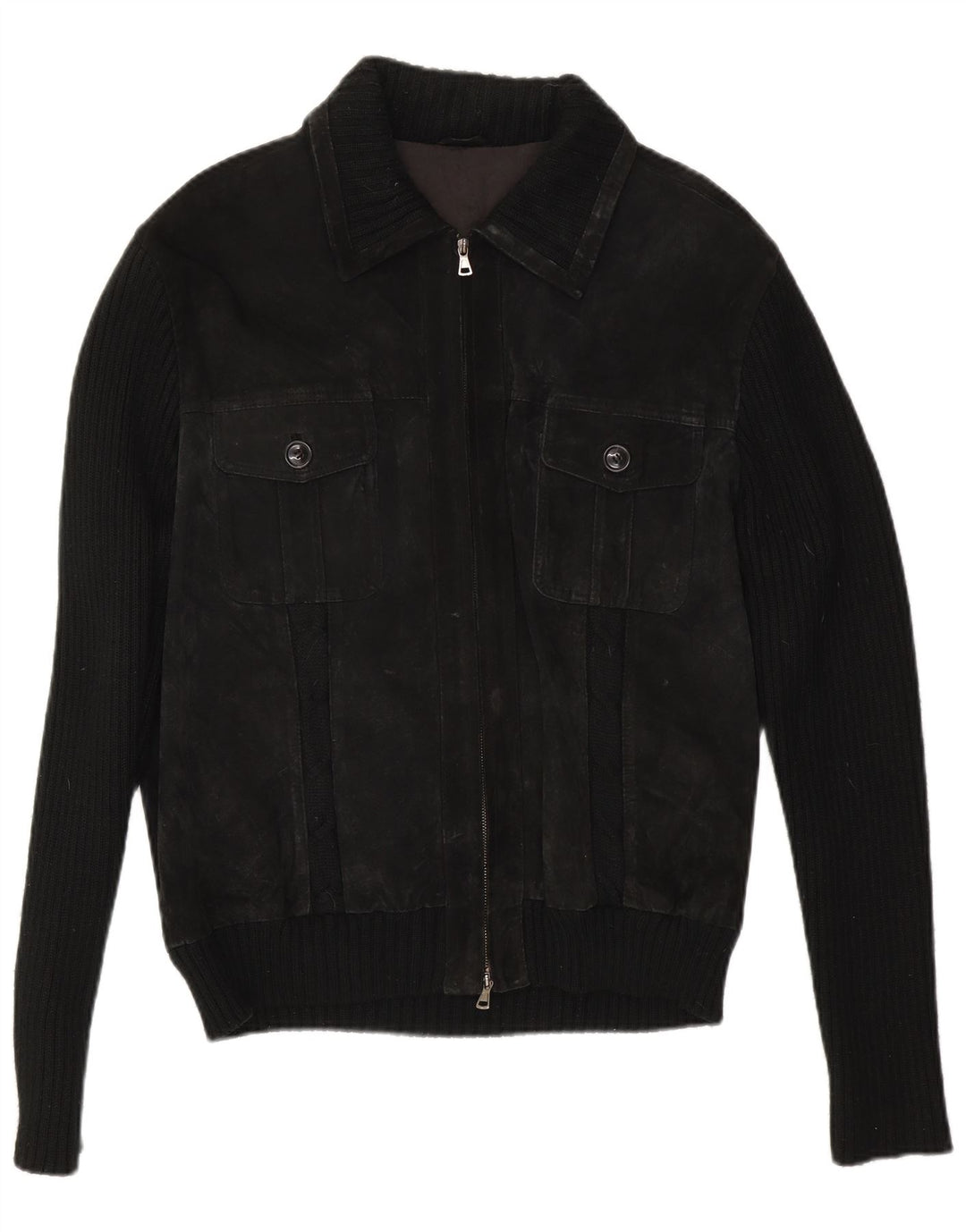 Jaqueta bomber masculina vintage de camurça IT 54 2XL preta