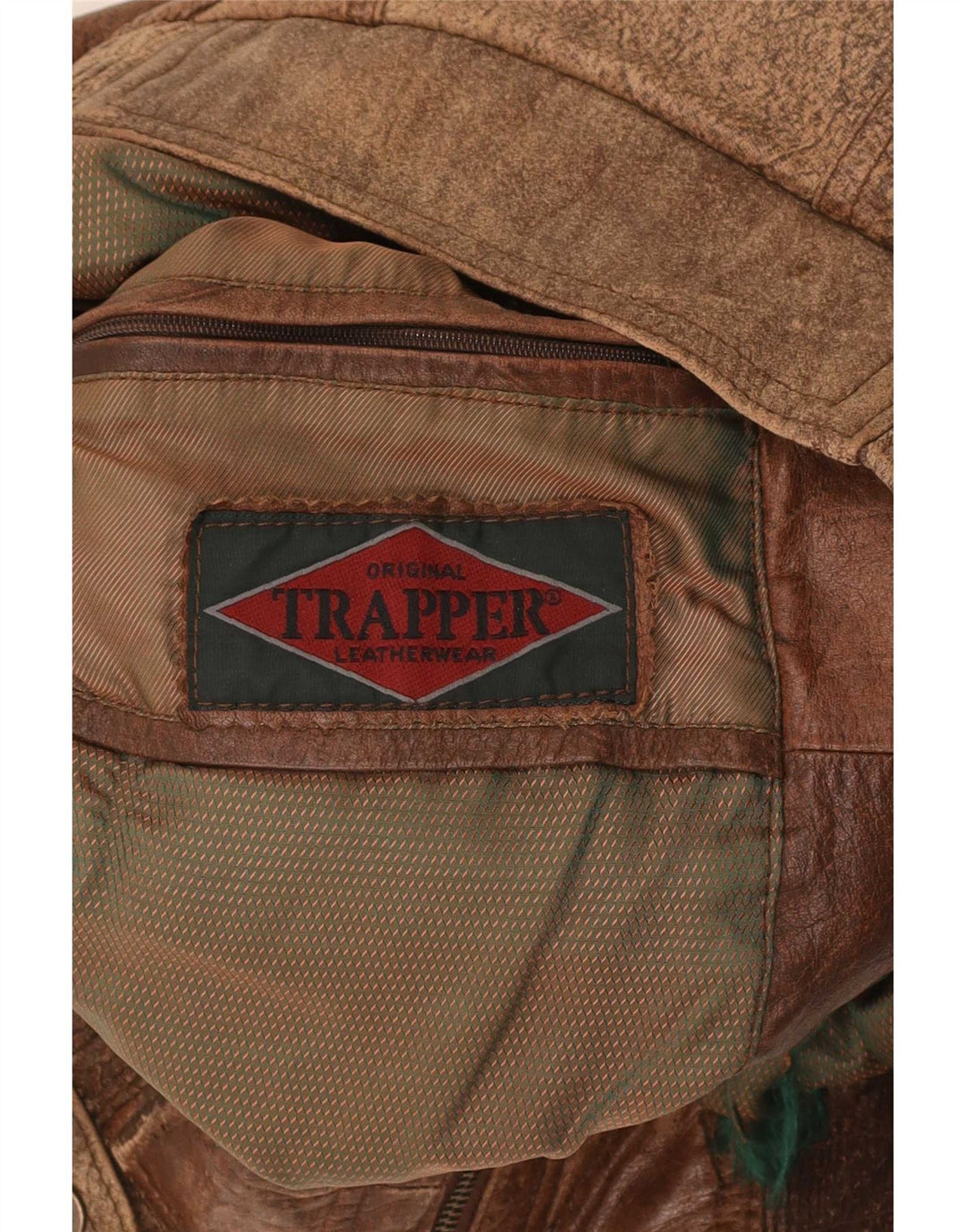 Jaqueta de couro masculina Trapper IT 46 pequena marrom