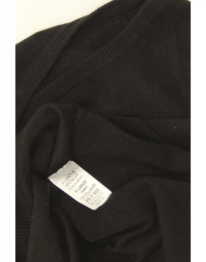 Suéter masculino Marks & Spencer com decote em V XL preto acrílico