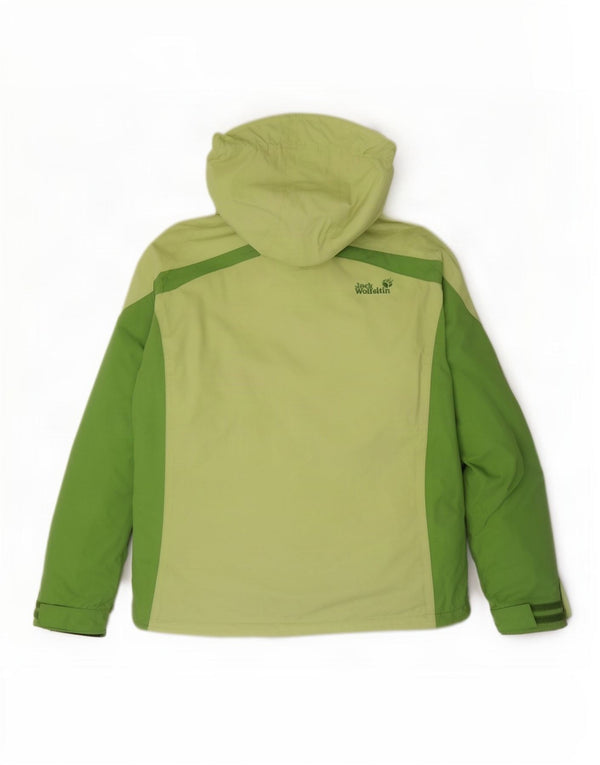 Jaqueta corta-vento feminina Jack Wolfskin com capuz Reino Unido 14/16 grande verde