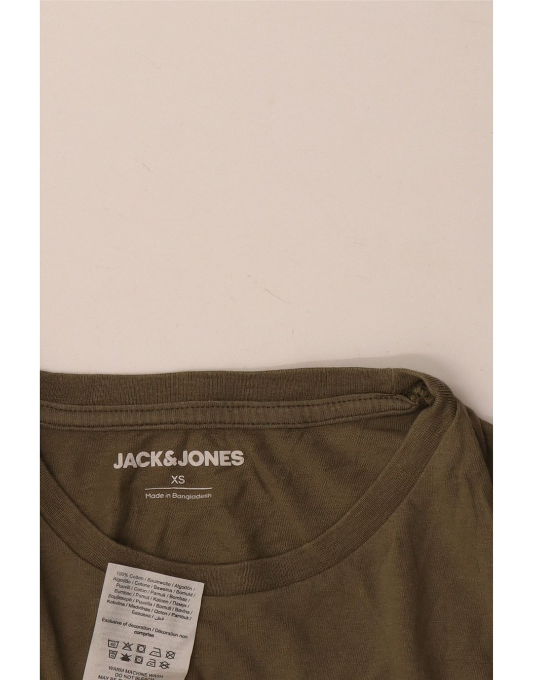 JACK & JONES Top masculino manga comprida XS cáqui algodão