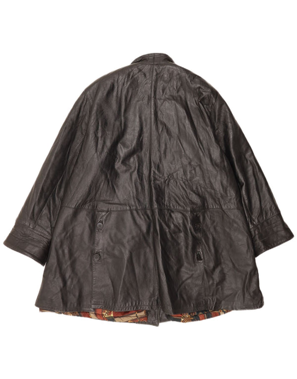 Casaco feminino de couro superdimensionado VINTAGE IT 44 couro preto médio