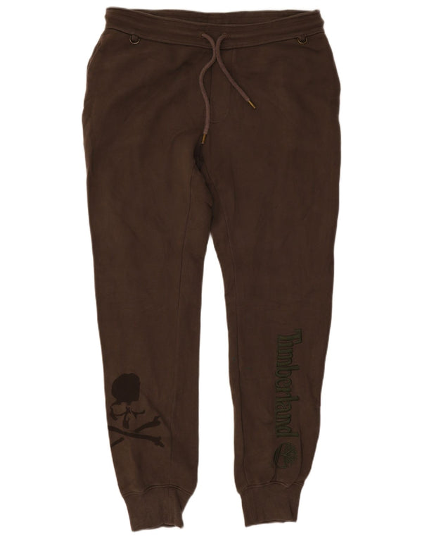 Calça esportiva masculina Timberland com estampa gráfica grande de algodão marrom