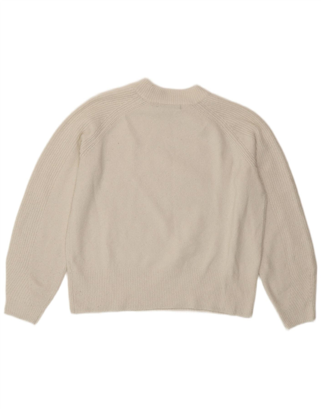 Suéter feminino Marks & Spencer com gola redonda Reino Unido 14 acrílico branco médio