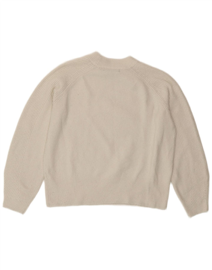 Suéter feminino Marks & Spencer com gola redonda Reino Unido 14 acrílico branco médio