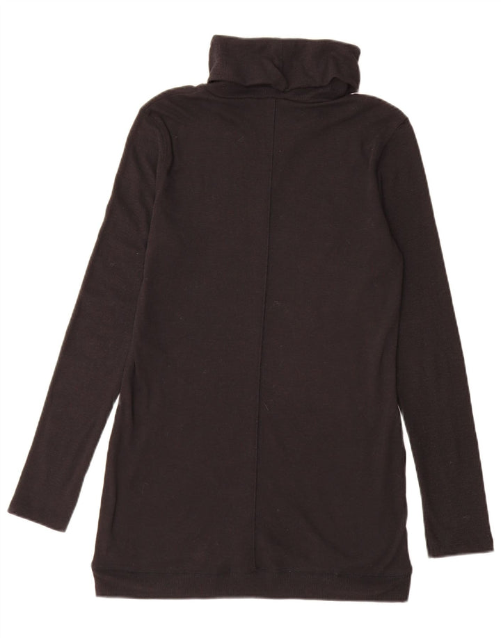 Suéter feminino Marks & Spencer Longline com gola redonda Reino Unido 10 pequeno preto