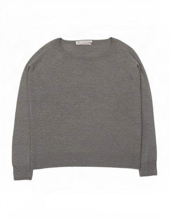 Suéter Zara feminino com gola redonda, Reino Unido 18 XL, viscose cinza