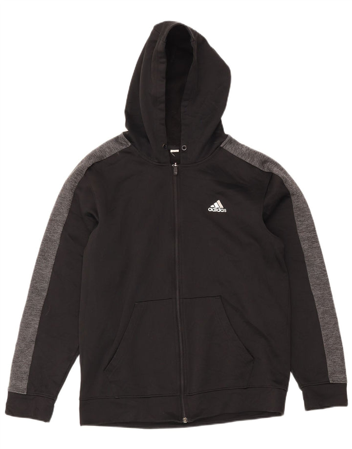 Suéter masculino Adidas Climalite Zip com capuz médio preto colorblock