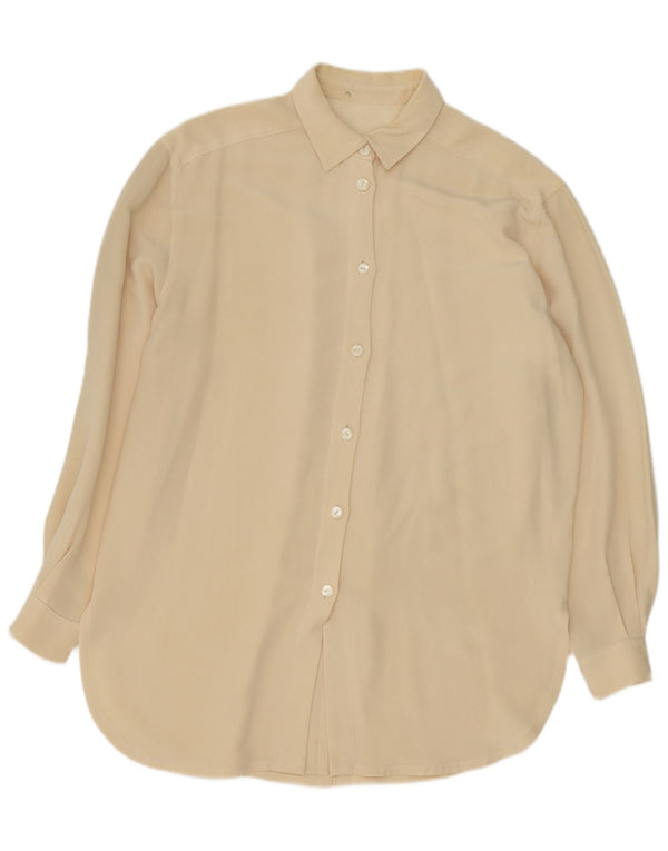 Blusa vintage feminina longline com ajuste relaxado Reino Unido 14 grande amarelo