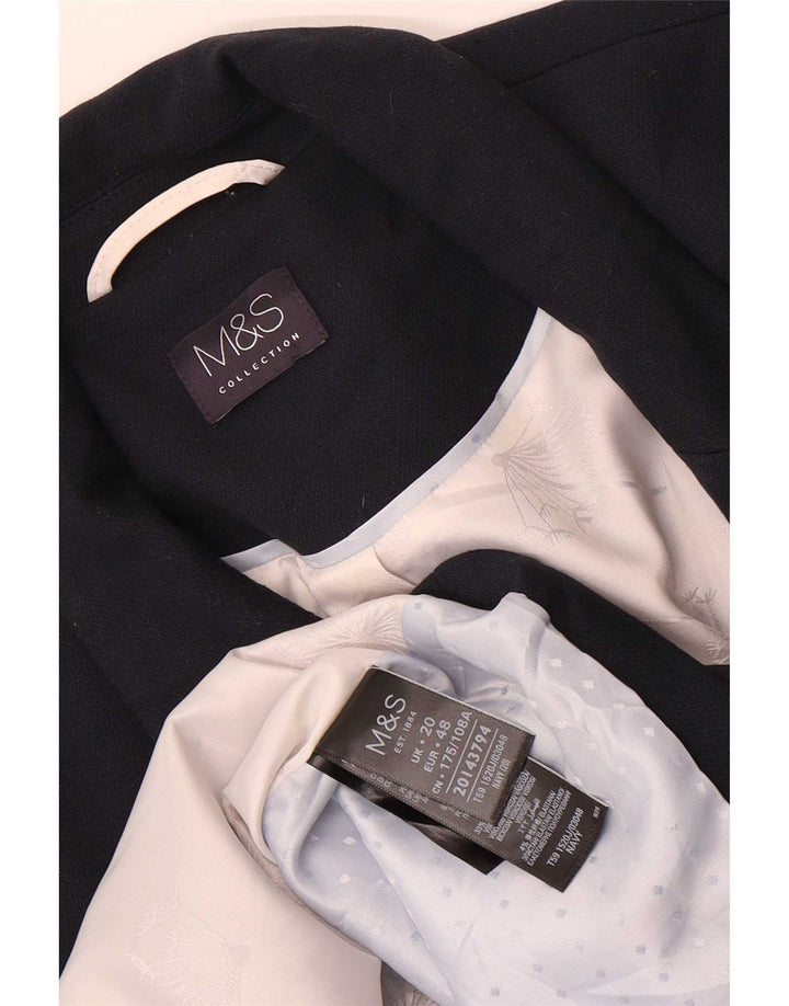 Jaqueta blazer feminina Marks & Spencer com 1 botão Reino Unido 20 2XL azul marinho poliéster