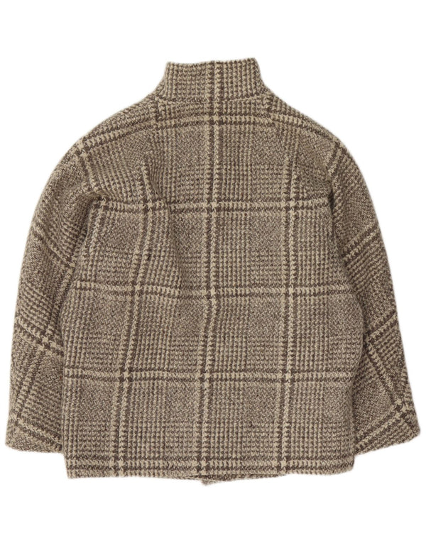 Sobretudo feminino vintage grande UK 16 xadrez cinza grande