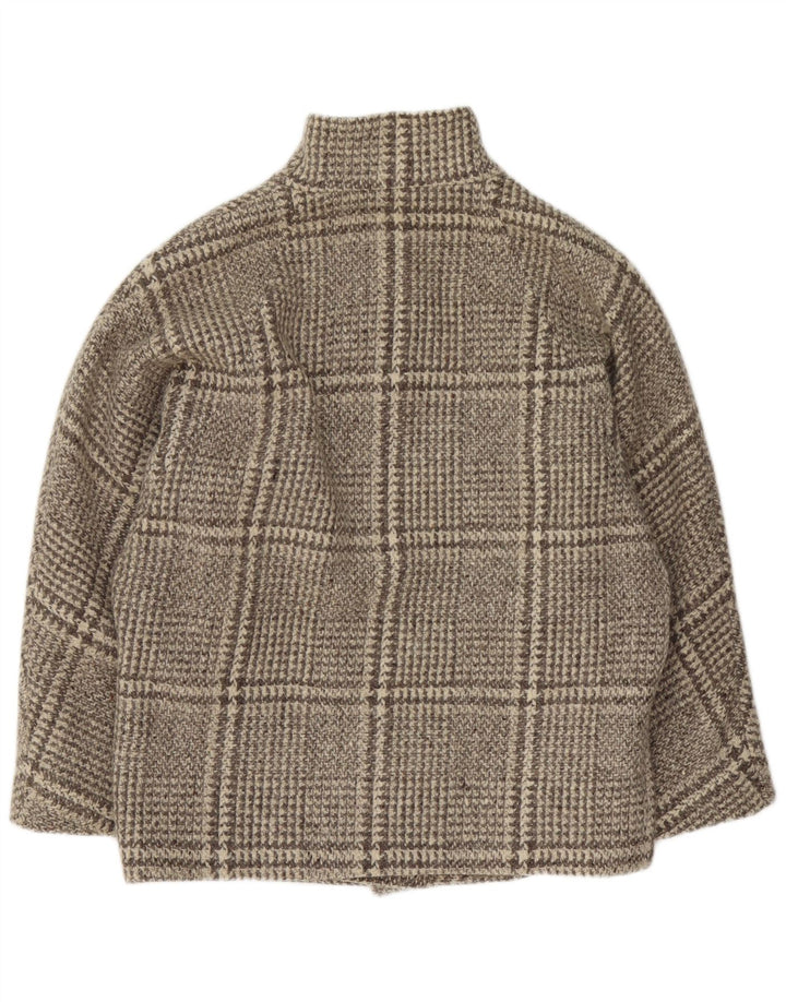 Sobretudo feminino vintage grande UK 16 xadrez cinza grande