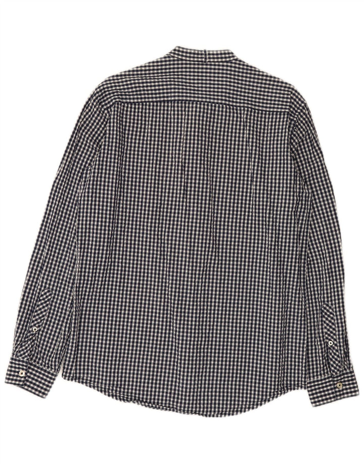 Camisa masculina Benetton média azul marinho algodão guingão