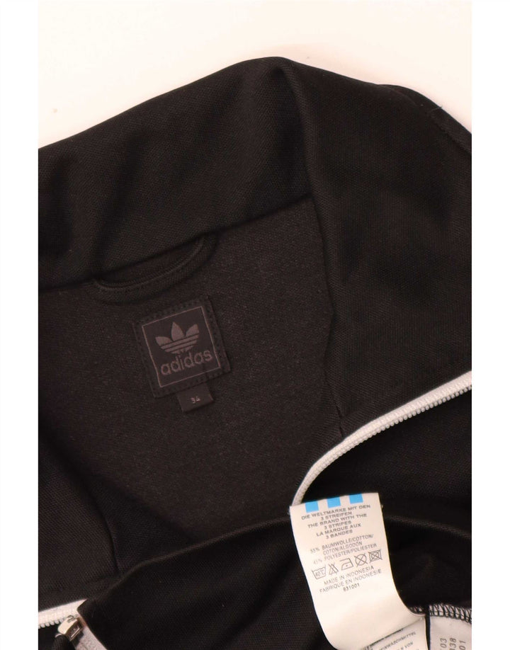 Adidas Womens Tracksuit Top Jacket EU 34 XS Preto Algodão