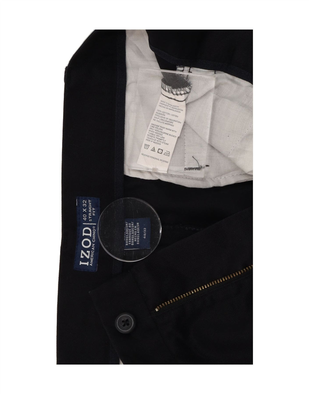 IZOD Mens Straight Chino Trousers W40 L32 Black Cotton Vintage Izod and Second-Hand Izod from Messina Hembry 