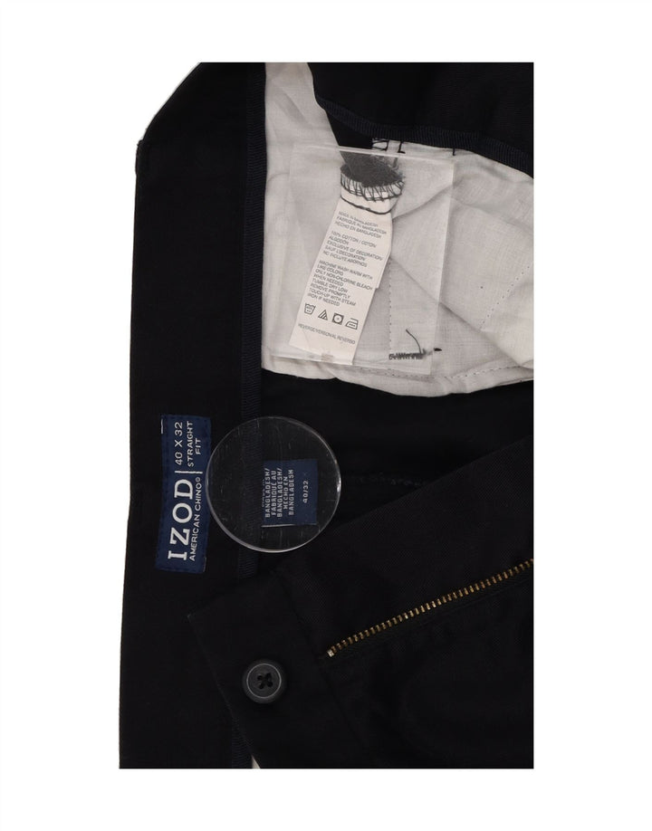 IZOD Mens Straight Chino Trousers W40 L32 Black Cotton Vintage Izod and Second-Hand Izod from Messina Hembry 