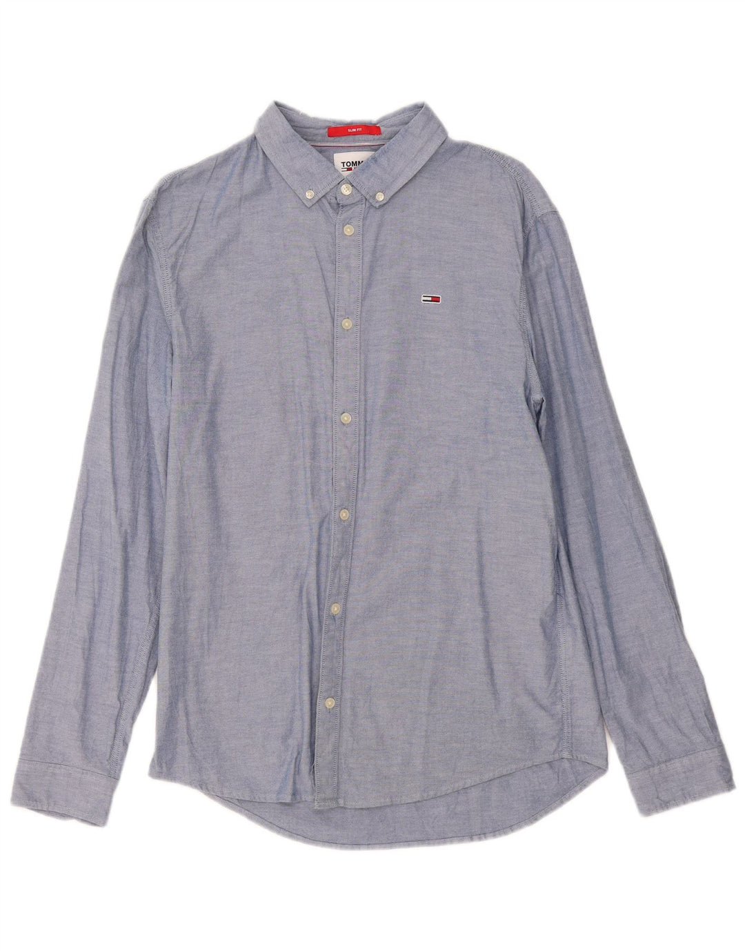 Camisa masculina Tommy Hilfiger Slim Fit grande algodão azul