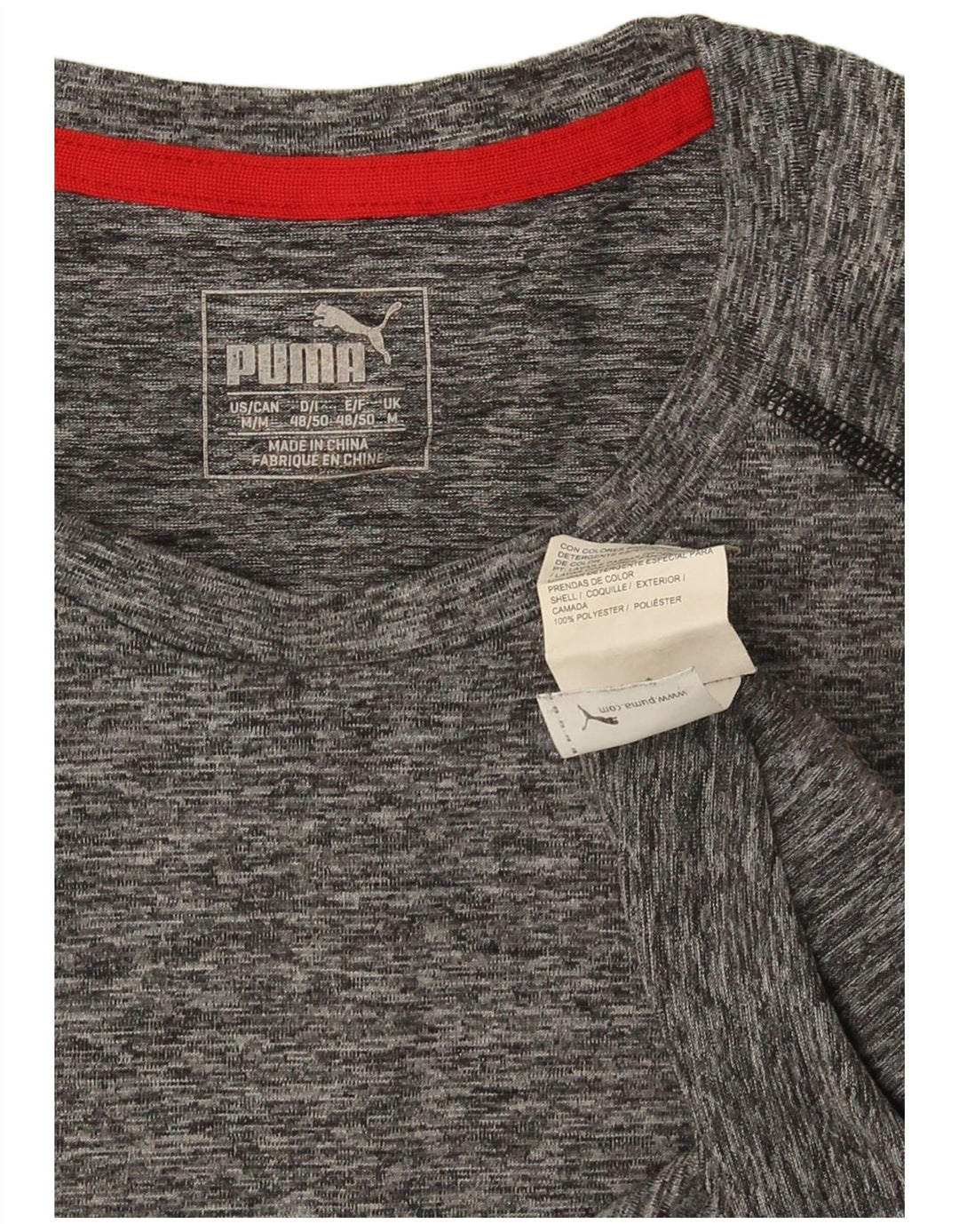 Camiseta masculina Puma Top cinza médio poliéster manchado