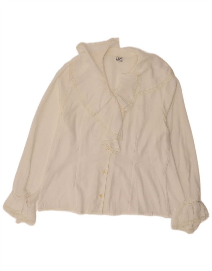 Blusa feminina Primavera Firenze de grandes dimensões UK 16 poliéster branco grande