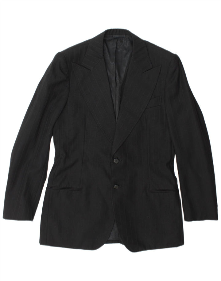 Jaqueta blazer masculina vintage com 2 botões UK 36 listrada preta pequena