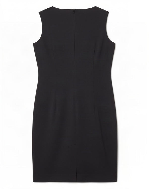 Vestido feminino Zara com bainha sem mangas UK 12 poliéster azul marinho médio
