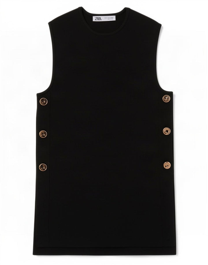Colete feminino Zara UK 10 pequeno poliéster preto