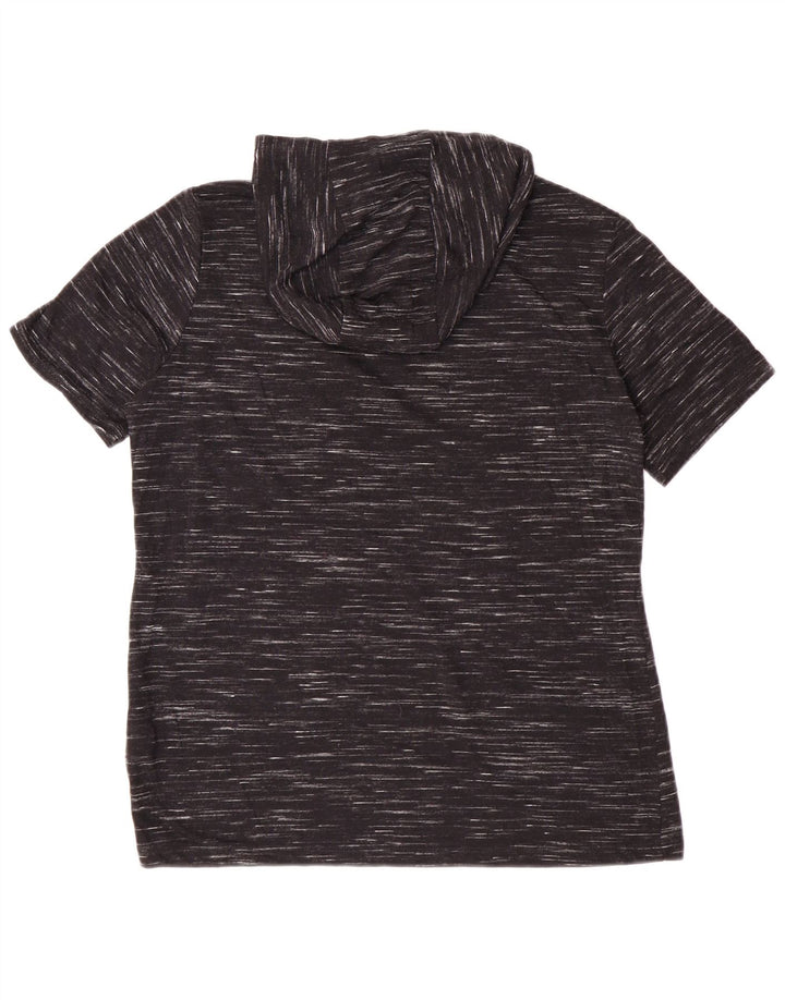 Camiseta feminina com capuz Nike UK 14 poliéster manchado preto médio