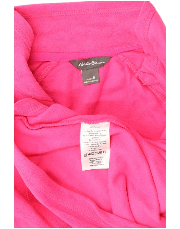 Jumper de lã feminino Eddie Bauer com zíper e gola UK 14 poliéster rosa médio