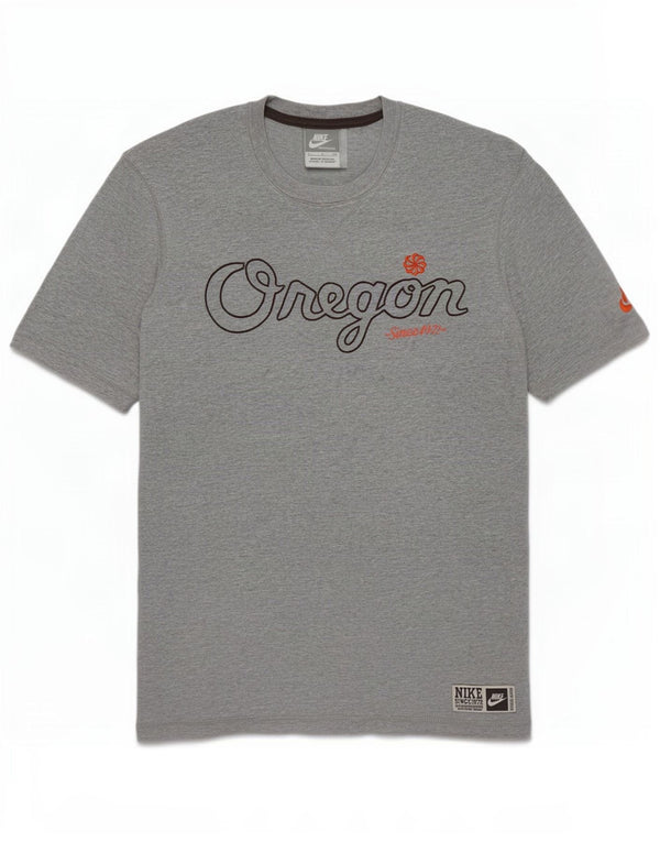 Camiseta feminina Nike Oregon Graphic Top UK 10 pequeno algodão cinza