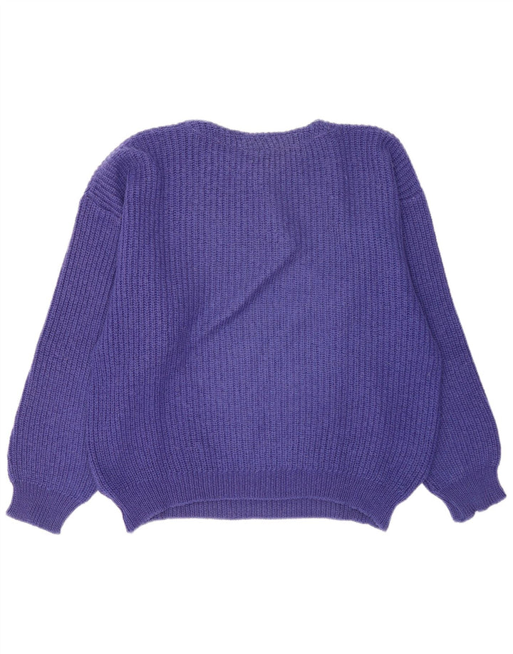 Piu Verona Suéter masculino oversized com gola redonda IT 50 médio roxo