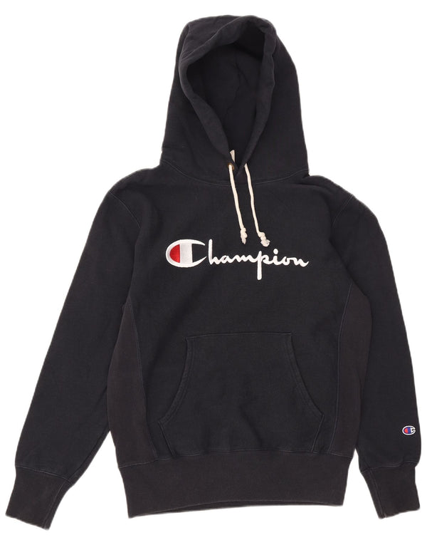 Jumper masculino com capuz gráfico Champion grande algodão azul marinho