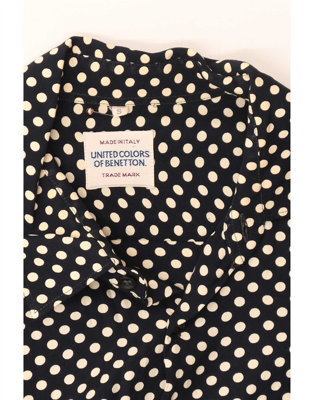 Camisa masculina Benetton pequena bolinha azul marinho