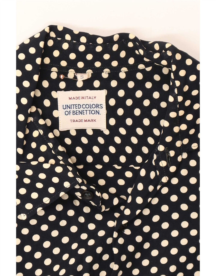 Camisa masculina Benetton pequena bolinha azul marinho