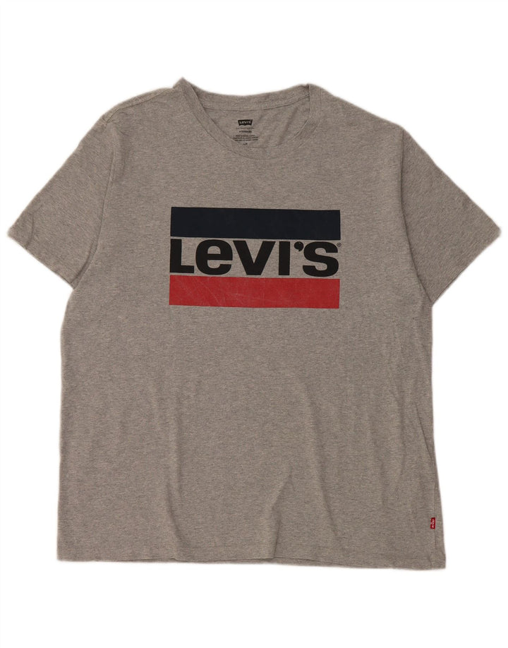 Camiseta masculina Levi's Standard Graphic grande algodão manchado cinza